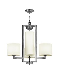 4 Light Chandelier - Antique Nickel, Ivory Shades
