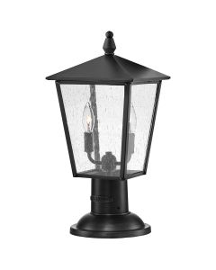 2 Light Medium Pedestal Lantern - Black
