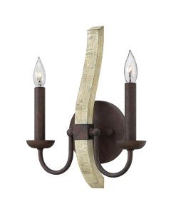 2 Light Wall Light - Rustic Iron