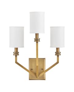 3 lt Large Wall Light - Heritage Brass with Ivory Linen Shade