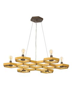 6 Light Chandelier - Gold Patina / Soft Grey Bronze