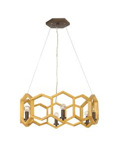 6 Light Pendant - Gold Patina / Soft Grey Bronze