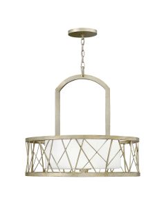3 Light Pendant Chandelier - Silver Leaf