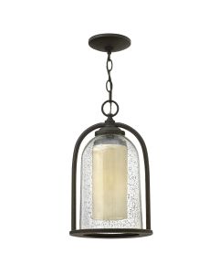 1 Light Medium Chain Lantern - Dark Brown