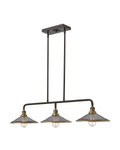 3 Light Island Chandelier - Dark Brown & Aged Brass