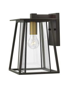 1 Light Medium Wall Lantern - Dark Brown And Aged Brass