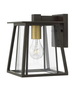 1 Light Small Wall Lantern - Dark Brown And Aged Brass