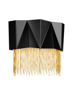 3 Light Wall Light - Satin Black / Gold