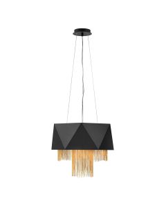 6 Light Pendant - Satin Black / Gold