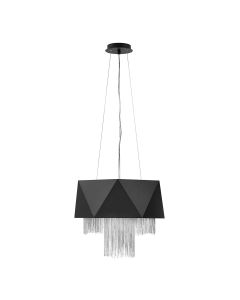 6 Light Pendant - Satin Black / Silver