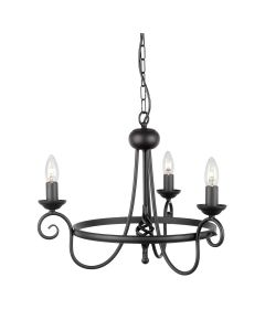 3 Light Chandelier - Black