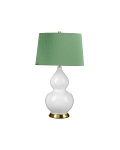1 Light Table Lamp - Aged Brass, White, Green