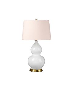 1 Light Table Lamp - Aged Brass, White, Pink