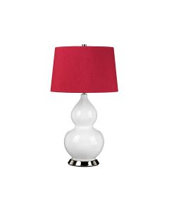 1 Light Table Lamp - Polished Nickel, White, Red