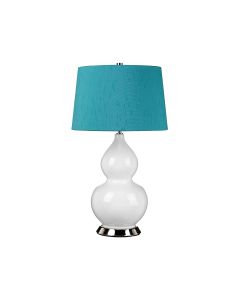 1 Light Table Lamp - Polished Nickel, White, Teal
