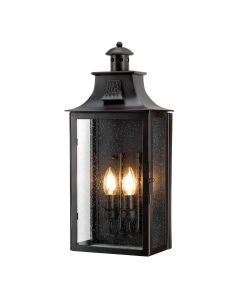 2 Light Wall Lantern - Black / Gold
