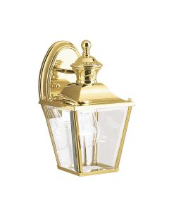 1 Light Small Outdoor Wall Light - Polished Brass