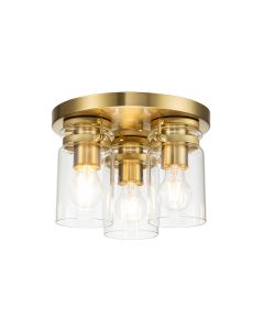 3 Light Flush - Brushed Brass