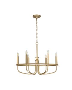 6 Light Chandelier - Painted Natural Brass