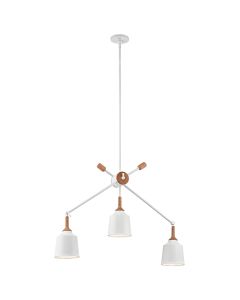 3 Light Linear Chandelier - White