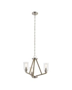 3 Light Chandelier - Grey Ash Wood Effect