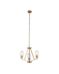 3 Light Chandelier - Natural Brass