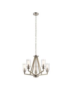 5 Light Chandelier - Grey Ash Wood Effect