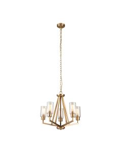 5 Light Chandelier - Natural Brass