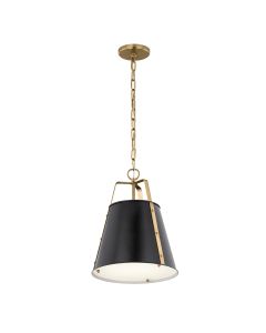 1 lt Medium Pendant - Black & Brass