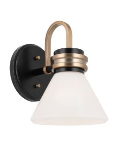 1 lt Wall Light - Black with Champagne Bronze