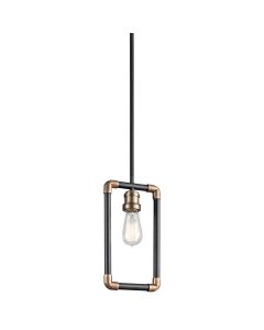 1 Light Mini Pendant - Black And Natural Brass