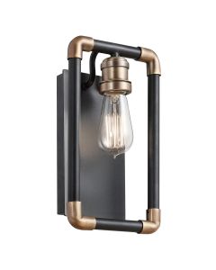 1 Light Wall Light - Black And Natural Brass