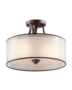 3 Light Small Semi-Flush - Dark Brown