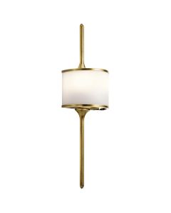 2 Light Small Wall Light - Natural Brass