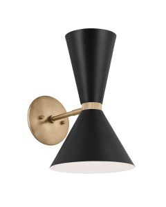 1 arm, 2 light up and down Wall Light - Champagne Bronze, Black