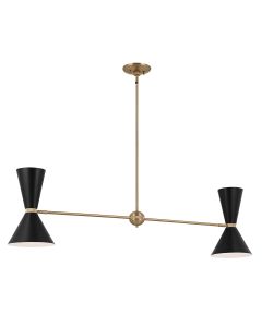 4 light 2 arm up and down linear Chandelier - Champagne Bronze, Black