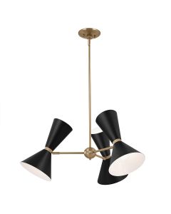 6 light 3 arm up and down Chandelier - Champagne Bronze, Black