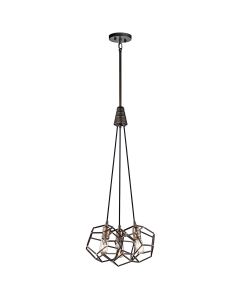 3 Light Chandelier - Raw Steel