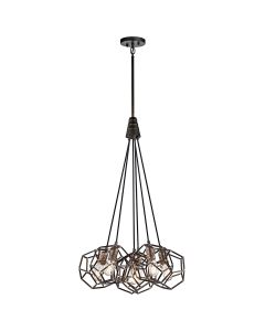 6 Light Chandelier - Raw Steel