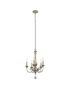 5 Light Mini Chandelier - Silver / Gold Patina