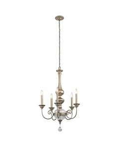 5 Light Chandelier - Silver / Gold Patina