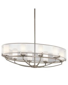 8 Light Oval Chandelier - Brushed Pewter