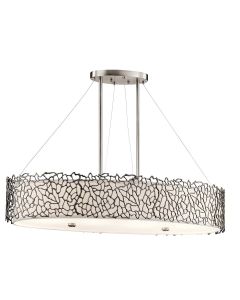 4 Light Oval Island Light - Brushed Pewter