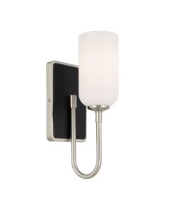 1 lt Wall Light in Brushed Nickel with black accent - Brushed Nickel & Black