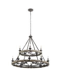 15 Light Chandelier - Weathered Zinc