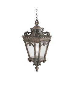 3 Light Extra Large Chain Lantern - Grey / Gold
