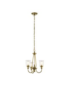 3 Light Chandelier - Natural Brass