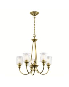 5 Light Chandelier - Natural Brass