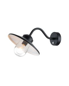 1 Light Wall Lantern With Pir - Black