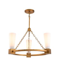 3 lt Chandelier - Distressed Gold